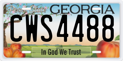 GA license plate CWS4488