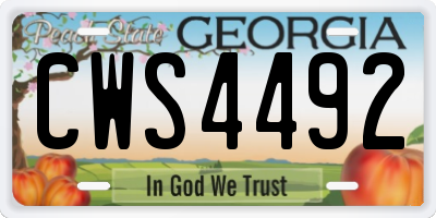GA license plate CWS4492