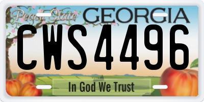 GA license plate CWS4496