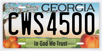 GA license plate CWS4500