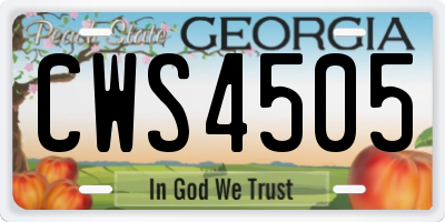 GA license plate CWS4505