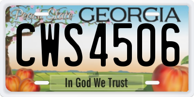 GA license plate CWS4506