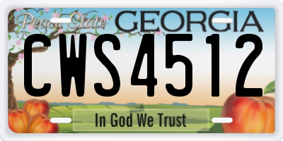 GA license plate CWS4512