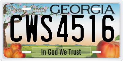 GA license plate CWS4516