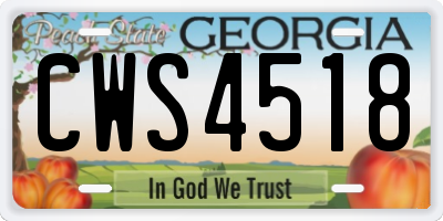 GA license plate CWS4518