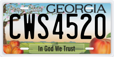 GA license plate CWS4520