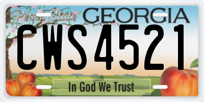 GA license plate CWS4521