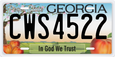GA license plate CWS4522