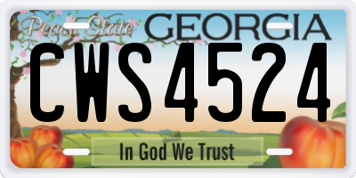 GA license plate CWS4524