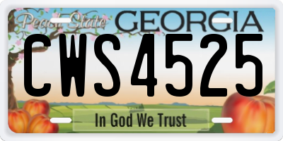 GA license plate CWS4525