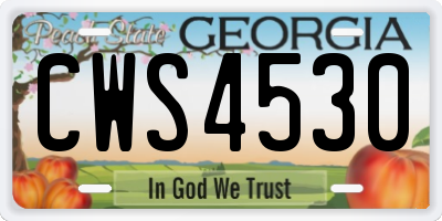 GA license plate CWS4530
