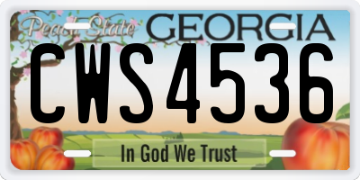 GA license plate CWS4536