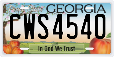 GA license plate CWS4540