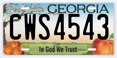 GA license plate CWS4543