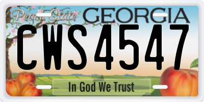 GA license plate CWS4547