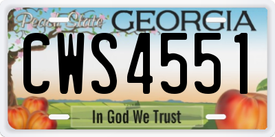 GA license plate CWS4551