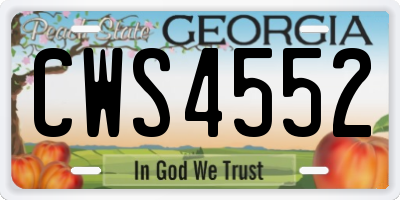 GA license plate CWS4552