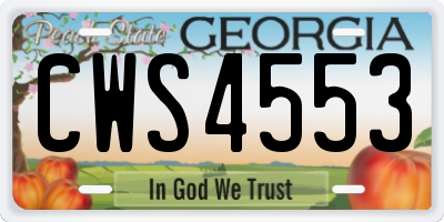 GA license plate CWS4553