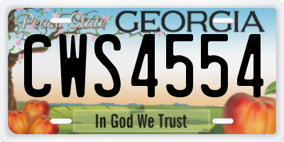 GA license plate CWS4554