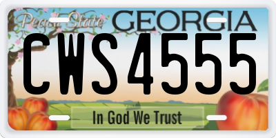 GA license plate CWS4555