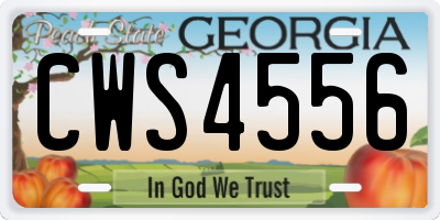 GA license plate CWS4556
