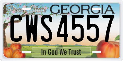 GA license plate CWS4557