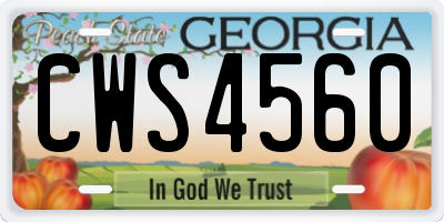 GA license plate CWS4560