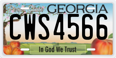 GA license plate CWS4566