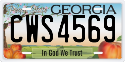 GA license plate CWS4569