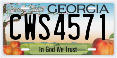 GA license plate CWS4571