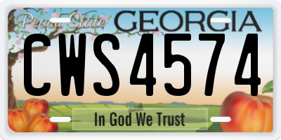 GA license plate CWS4574