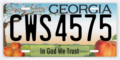 GA license plate CWS4575