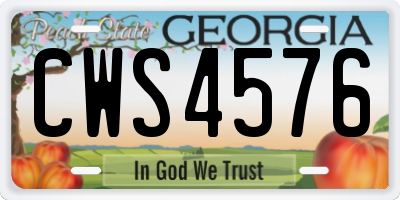 GA license plate CWS4576