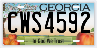 GA license plate CWS4592