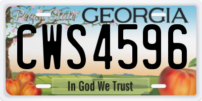 GA license plate CWS4596