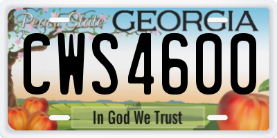 GA license plate CWS4600