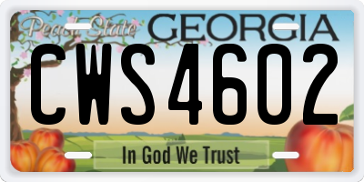 GA license plate CWS4602