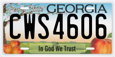 GA license plate CWS4606