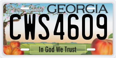 GA license plate CWS4609