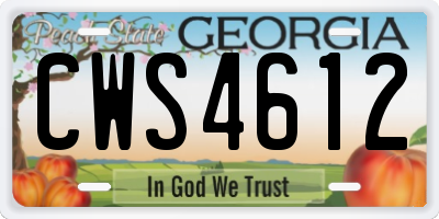 GA license plate CWS4612