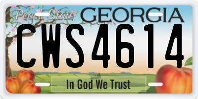 GA license plate CWS4614