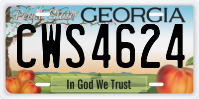 GA license plate CWS4624