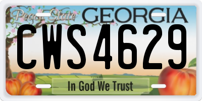 GA license plate CWS4629