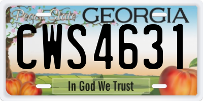 GA license plate CWS4631