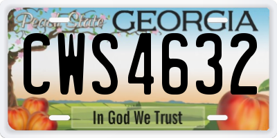 GA license plate CWS4632