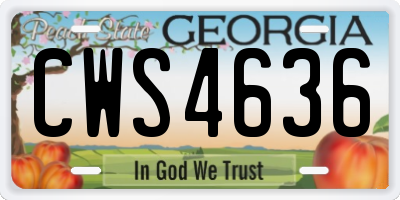 GA license plate CWS4636