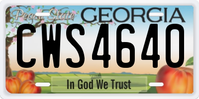 GA license plate CWS4640