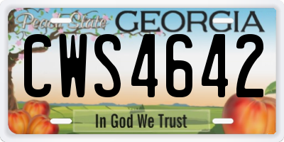 GA license plate CWS4642