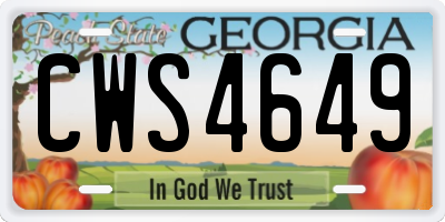 GA license plate CWS4649