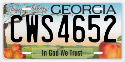 GA license plate CWS4652